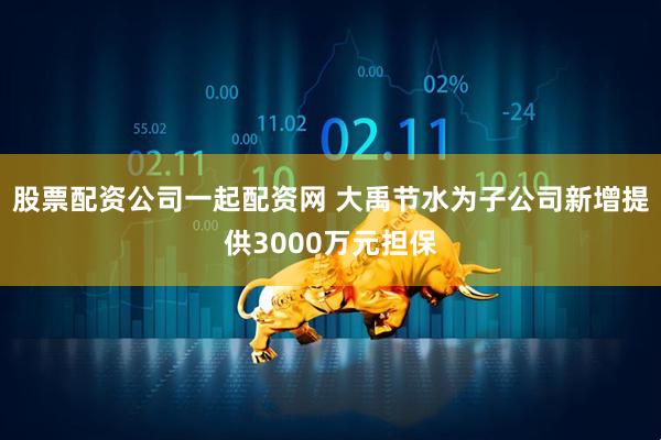 股票配资公司一起配资网 大禹节水为子公司新增提供3000万元担保